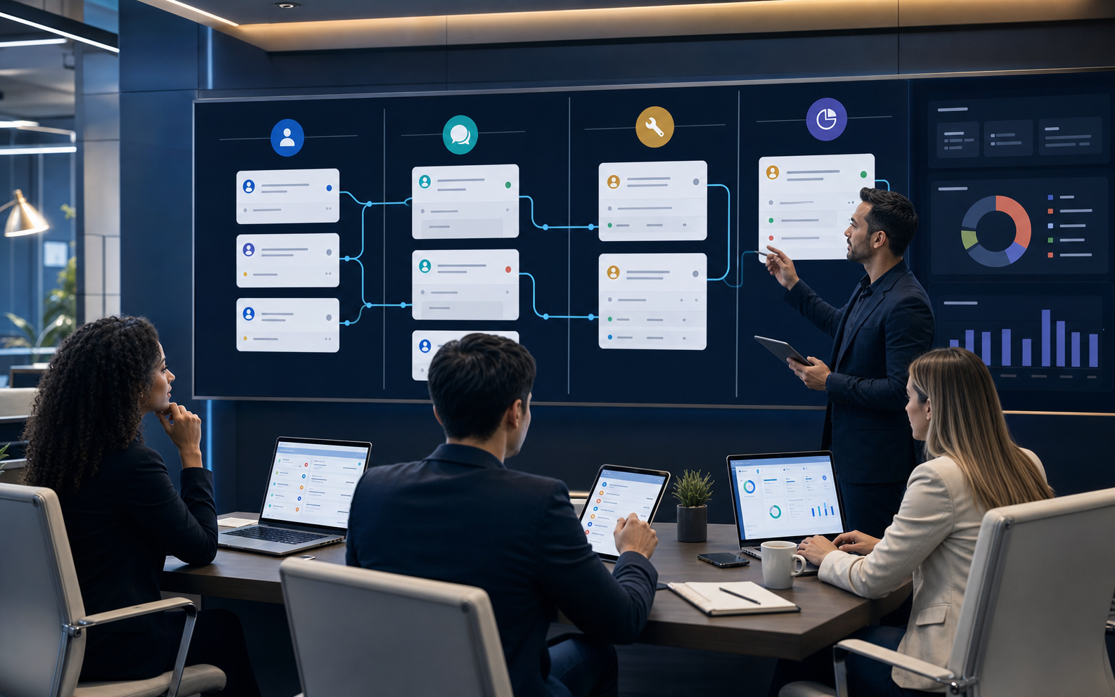 Sales, support, service and management teams using ChatPilot workflows