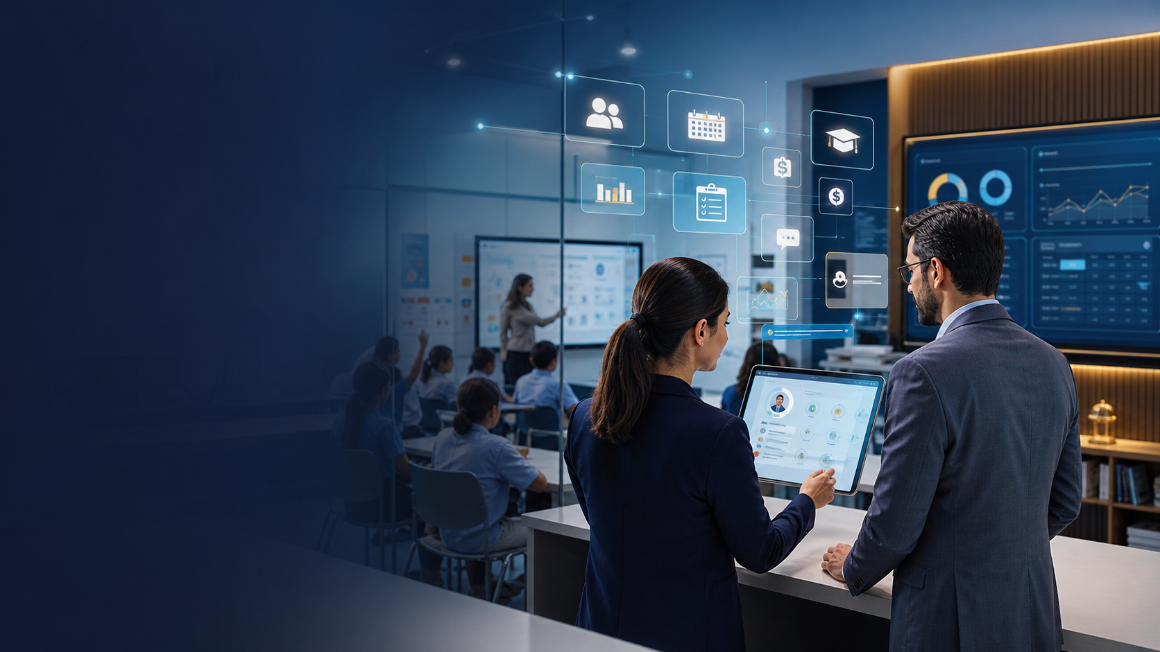 Education connected business system visual