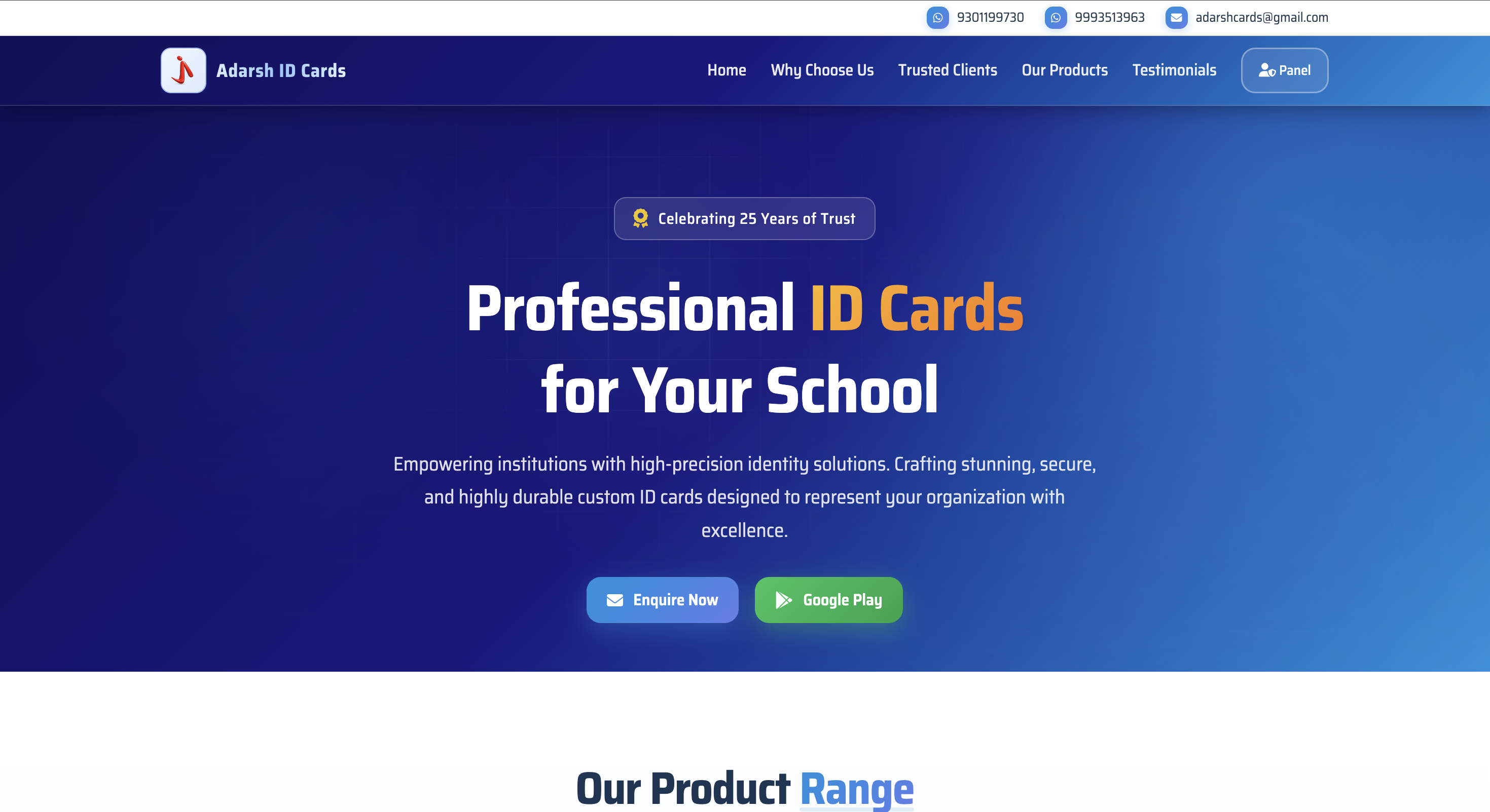 Adarsh ID Cards product catalogue and school identity solutions portfolio image