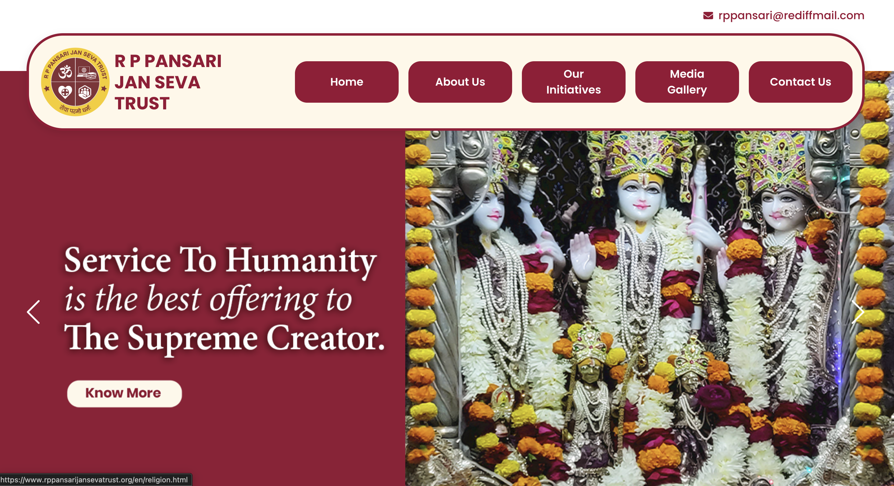 R P Pansari Jan Seva Trust initiatives and public welfare website portfolio image